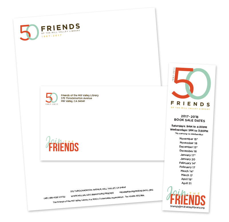 Friends 50th anniversary stationary and bookmark
