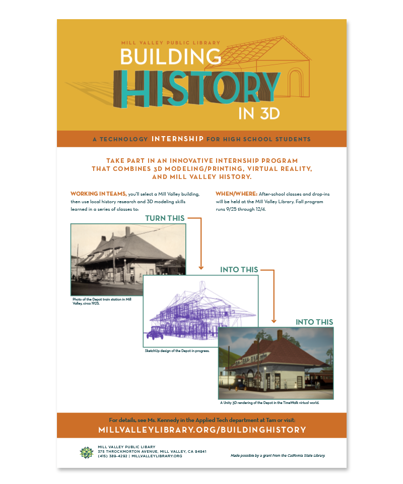 Building History in 3D poster: logo artwork with information about the program
