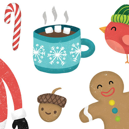 illustration of a
cute Christmas stickers