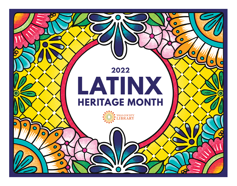 image of the
Latinx Heritage Month artwork featuring brightly color flowers