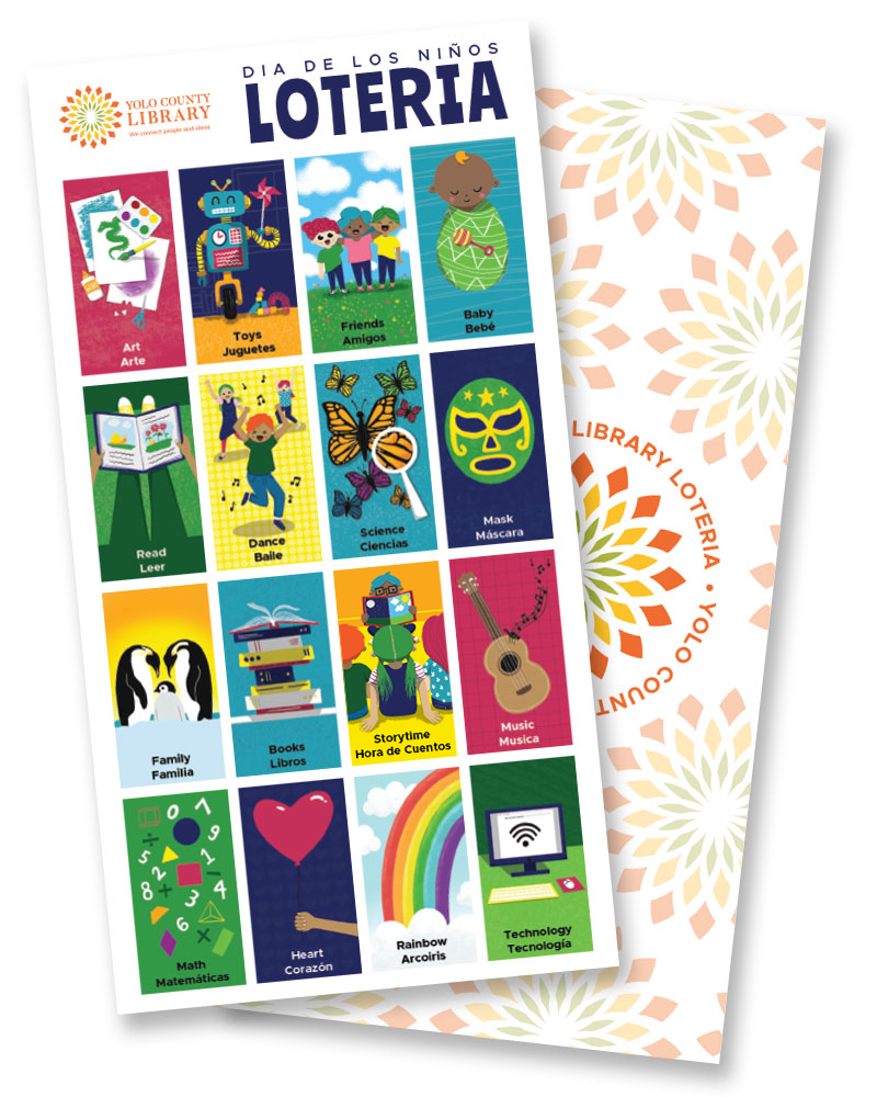 example of a lotería game card featuring 16 different cards