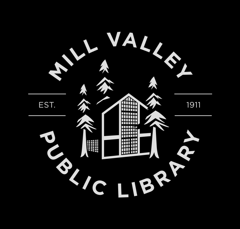 Mill
Valley Public Library staff sweatshirt design in white on a black
background