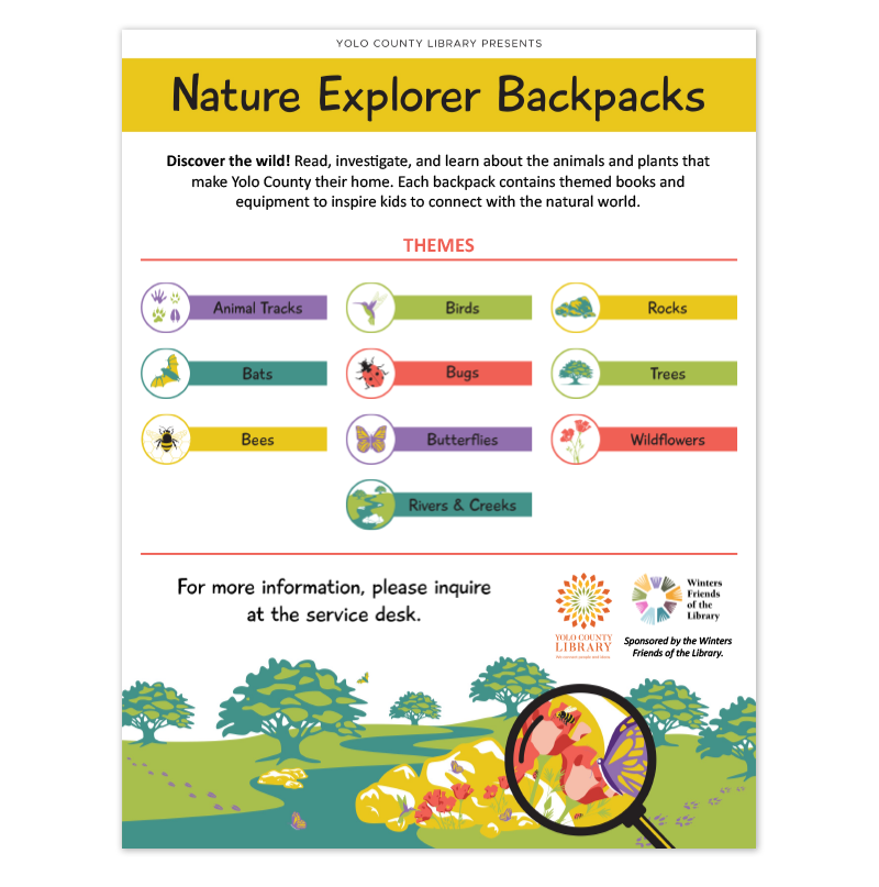 Nature Explorer Backpacks sign