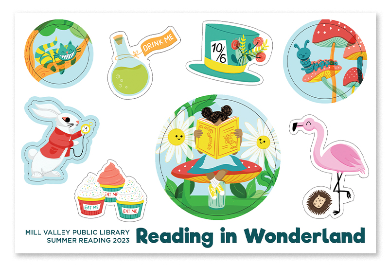 Reading in Wonderland prize sticker sheet