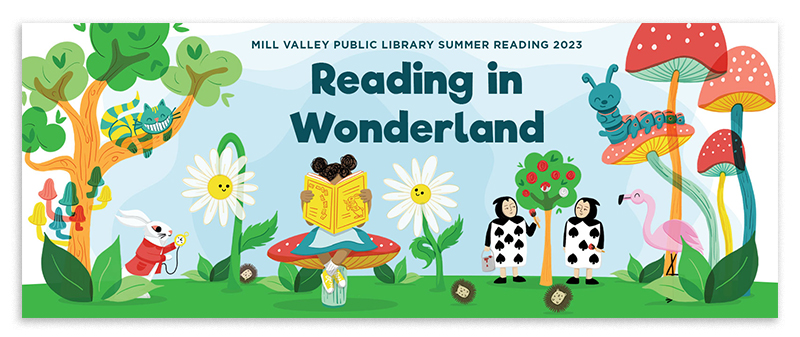 Reading in Wonderland artwork in a web
banner format
