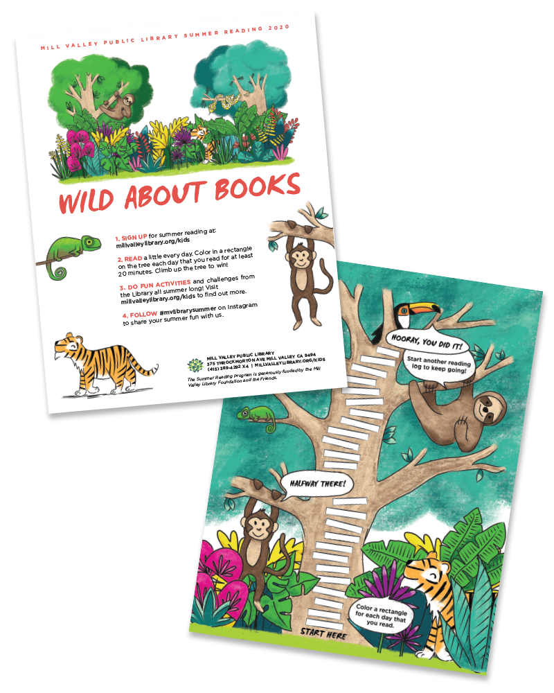 image of the front
and back of the Wild About Books flyer/reading log