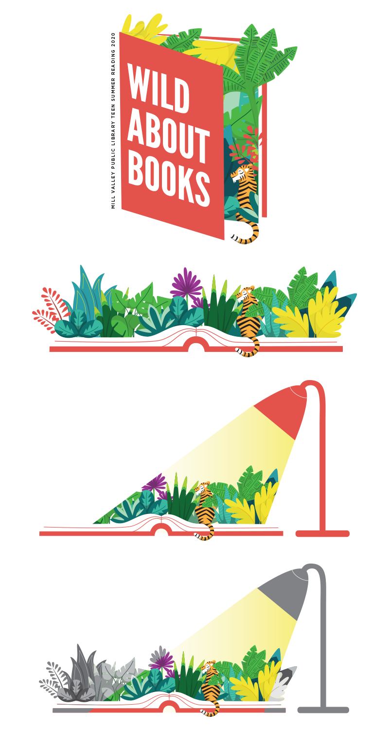 Unused logo designs for the teen Wild About Books