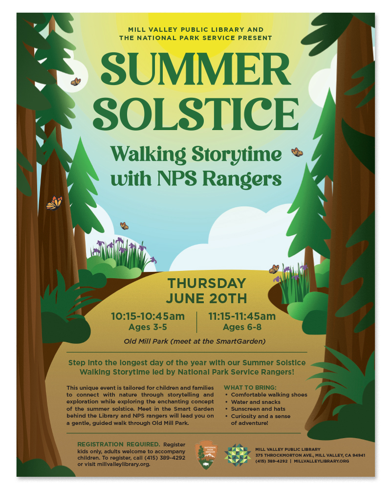 Mill Valley
Public Library's Summer Solstice celebration flyer