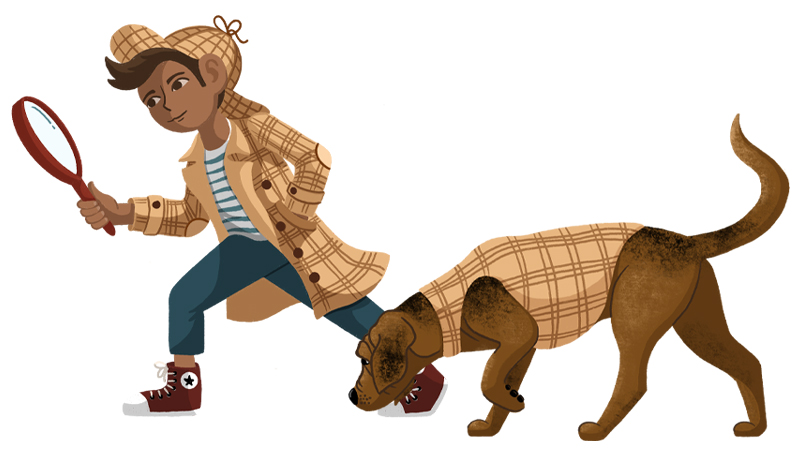 Super Sleuth Sam and his dog companion Winston.